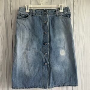 Y2K 2002 Levi's Denim Button Up Skirt Women's Size 8 Distressed/Bleached